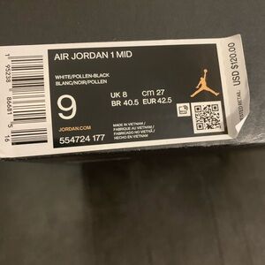 Jordan 1 mid size 9